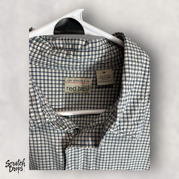 Levi's Strauss Vintage 90s Shirt Large Checkered Button Up Retro Men's Top - Picture 3 of 4